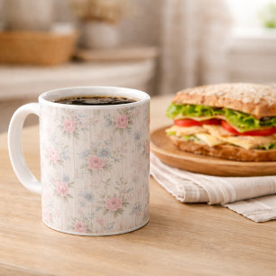 Taza De Café Estilo rústico vintage Shabby Chic floral en mader