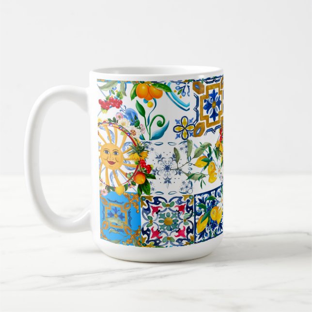 Taza De Café Estilo siciliano, arte de verano, limones (Izquierda)