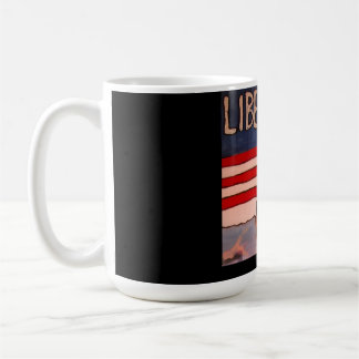 Taza De Café Estilo Vintage Liberté Retrato con Bandera America