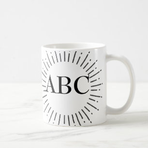 Taza De Café Estilo Vintage Sol Explosión Con Monograma Editabl