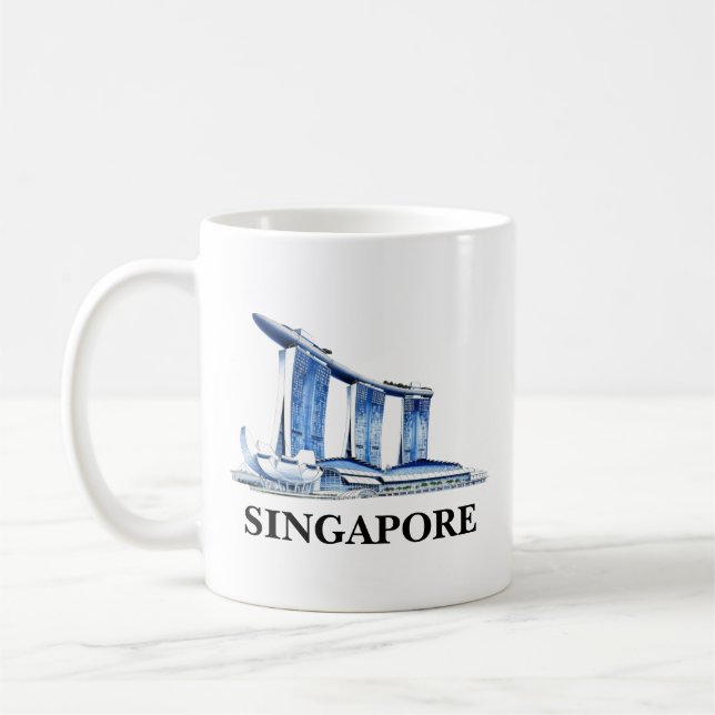 Taza De Café Estiloso viaje por el Skyline de Singapur (Izquierda)