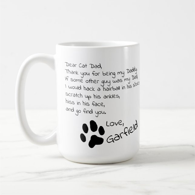 Taza De Café Estimado Mascota de Personalizable de Papá Gato No (Izquierda)