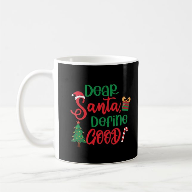 Taza De Café Estimado Santa Define buenos Navidades graciosos (Izquierda)
