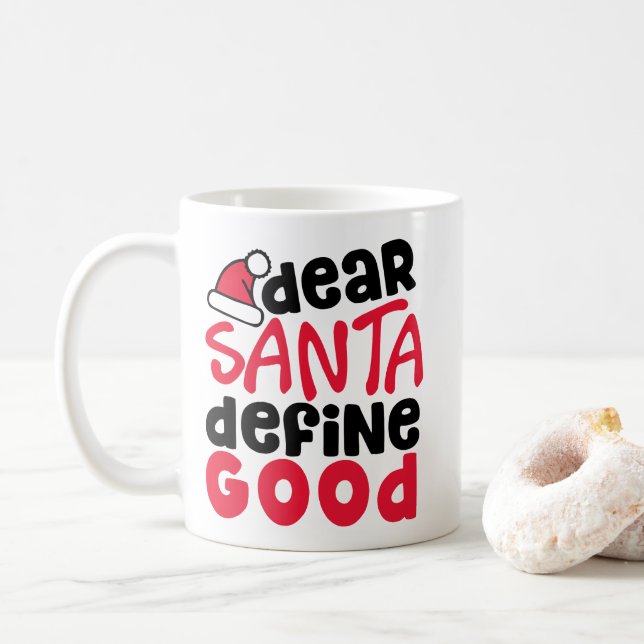 Taza De Café Estimado Santa Define buenos Navidades graciosos (Con donut)