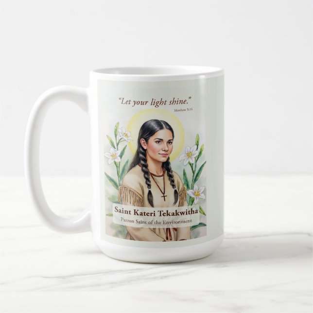 Taza De Café Estímulo religioso de Santa Kateri Tekakwitha (Izquierda)