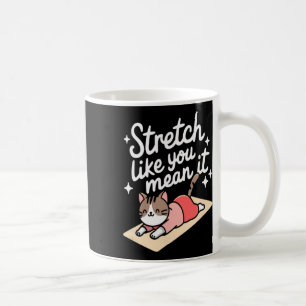 Taza De Café Estira Como Si De Verdad Yoga Felino Lindo Retro P