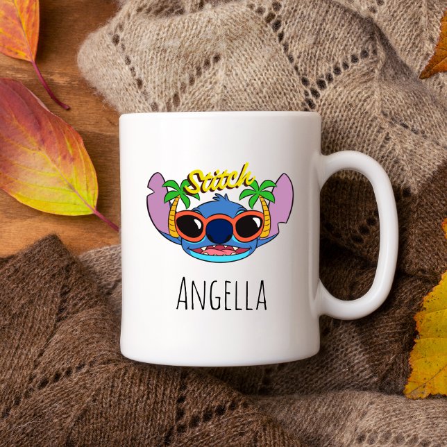 Taza De Café Estirar | Gafas de sol tropicales personalizadas (Stitch | Tropical Sunglasses Personalized Coffee Mug
)