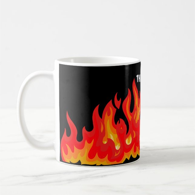 Taza De Café "Esto está bien" (blanco + fuego y llamas) (Izquierda)