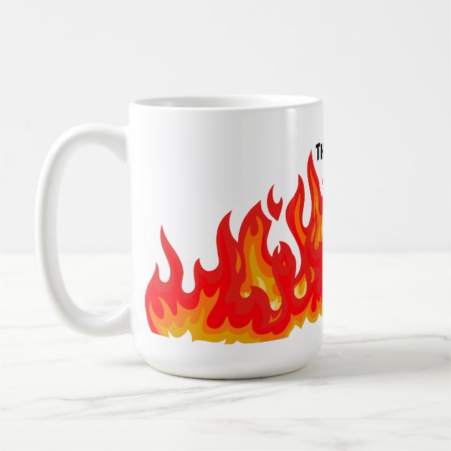 Taza De Café "Esto está bien" (negro + fuego y llamas) (Izquierda)