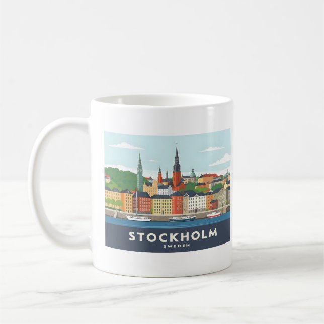 Taza De Café Estocolmo Suecia Gamla Stan Pastel Viaje (Izquierda)