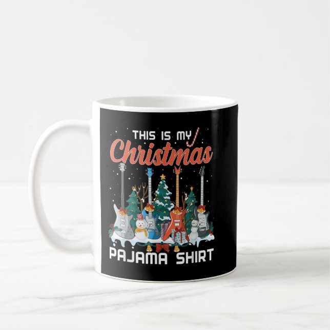 Taza De Café Estos son mis Navidades Pajama Funny Guitar Xmas M (Izquierda)