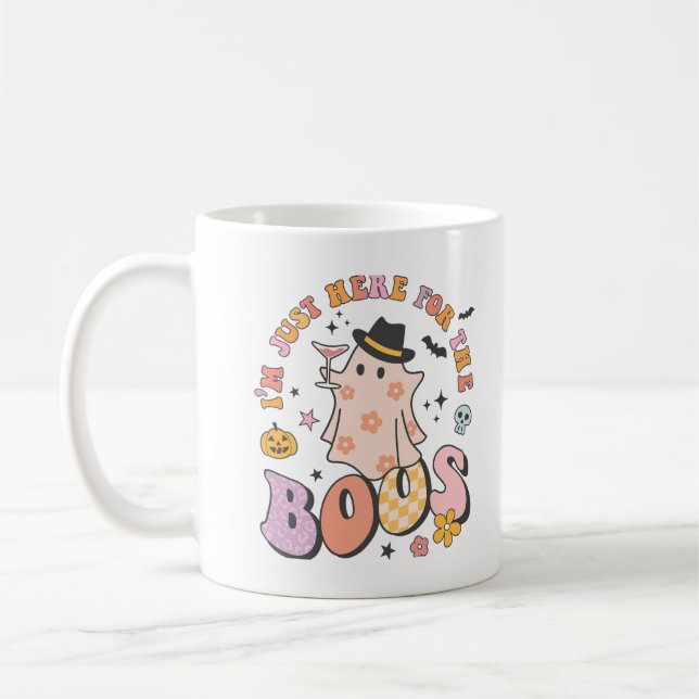 Taza De Café Estoy aquí por el Boos, Retro Groovy Halloween (Izquierda)