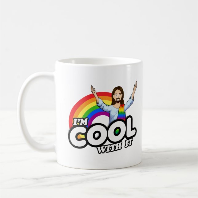 Taza De Café Estoy Bien Con Eso - Jesús Arcoíris (Izquierda)