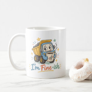 Taza De Café “Estoy Bien-ish” Camión de Basura Divertido Bebien