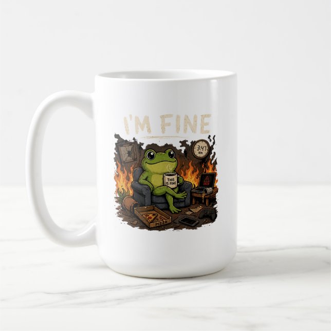 Taza De Café Estoy Bien Rana Esto Está Bien Arte Meme (Izquierda)