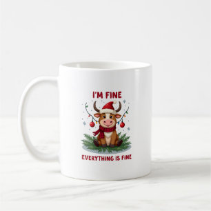 Taza De Café Estoy Bien Todo Está Bien Navidad Vaca de las Tier