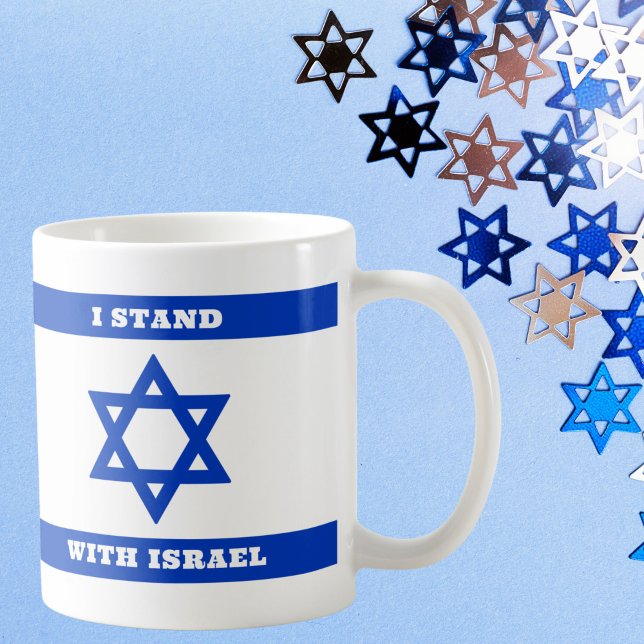 Taza De Café Estoy con Israel, bandera azul patriótica de Israe (Subido por el creador)