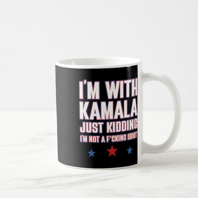 Taza De Café Estoy con Kamala solo secuestrando no idiotas retr (Derecha)