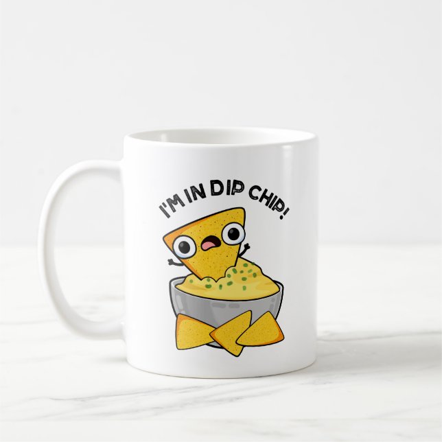 Taza De Café Estoy en Dip Chip Funny Food Pun (Izquierda)