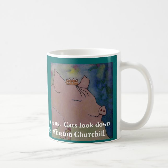 Taza De Café Estoy encariñado con cerdos. Cita de Winston (Derecha)