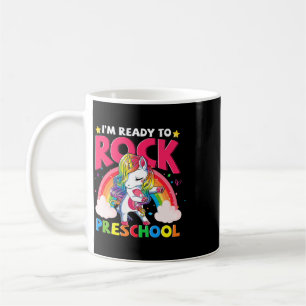 Taza De Café Estoy lista para rockear Unicornio de preescolar C
