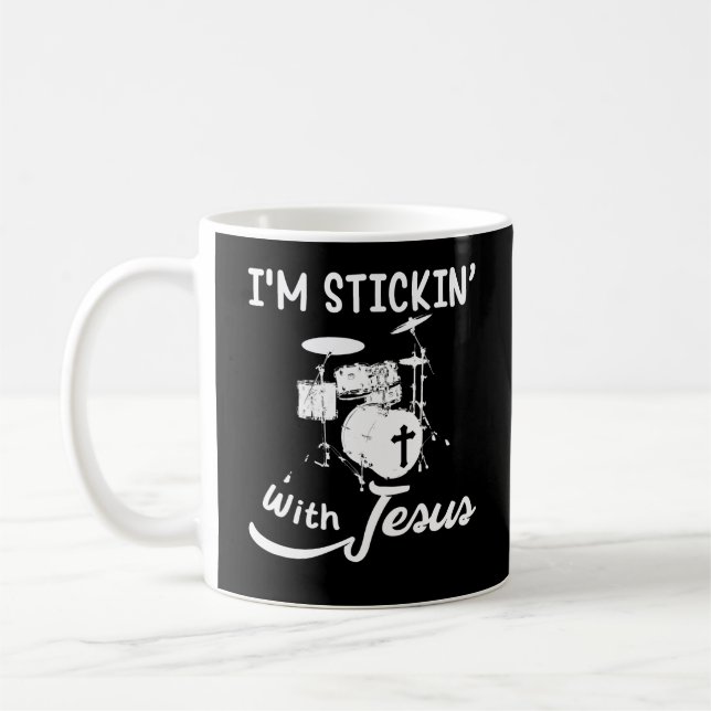 Taza De Café Estoy pegando con Jesús Drummer cristiano (Izquierda)