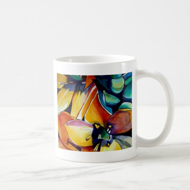 Taza De Café Estrella Amarilla de Belén flor acuarela arte (Derecha)