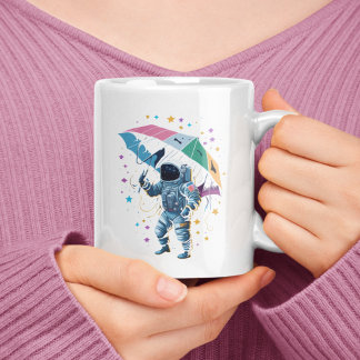 Taza De Café Estrella astronauta de resumen meteorológico espac