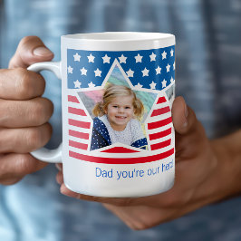 Taza De Café Estrella azul blanca roja foto papá héroe Mug