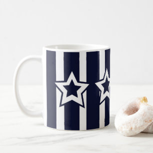 Taza De Café Estrella blanca azul de la marina
