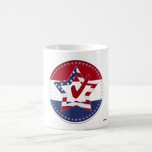 Taza De Café Estrella con bandera de EE. UU., marca de verifica