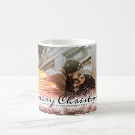 Taza De Café Estrella de árbol de Navidad con brillo fotográfic