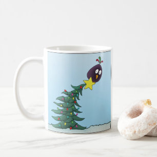 Taza De Café Estrella de árbol de Navidad de pájaro de dibujos