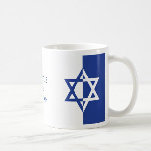 Taza De Café Estrella de David Bar Mitzvah azul y blanco