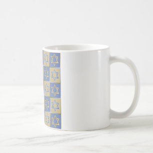 Taza De Café Estrella de David Judaica Metal Dorado Azul