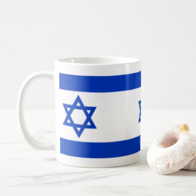 Taza De Café Estrella de David Judía Israel Bandera Patriótica (Con donut)