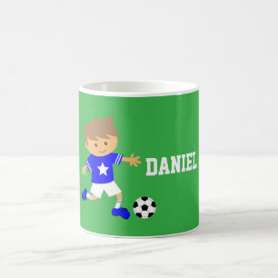 Taza De Café Estrella de fútbol lindo niño, tema de fútbol