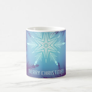 Taza De Café Estrella de la nieve del Purpurina azul falla