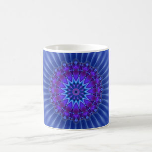 Taza De Café Estrella de Mandala en azul   flor real