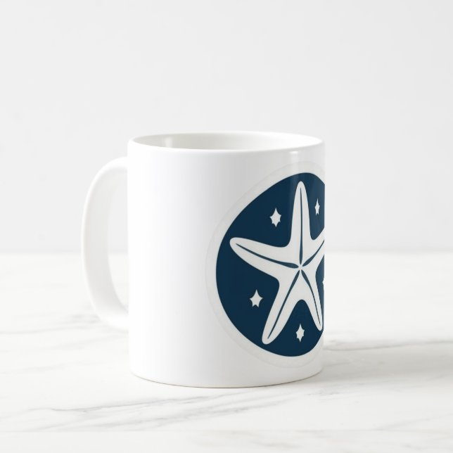 Taza De Café Estrella de mar con estrellas blancas (Anverso izquierdo)