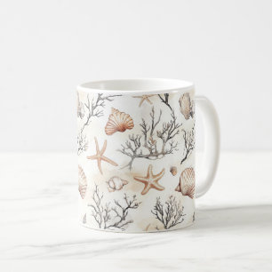 Taza De Café Estrella de Mar Concha Terracota Marfil Costero