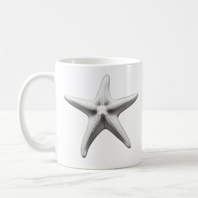 Taza De Café Estrella de mar en blanco y negro (Izquierda)