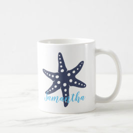Taza De Café Estrella de mar Medianoche Azul Nombre