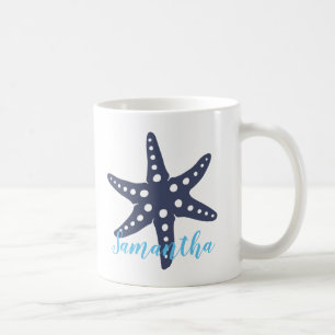 Taza De Café Estrella de mar Medianoche Azul Nombre