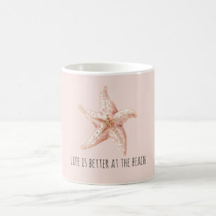 Taza De Café Estrella de mar melocotón mejor en la playa