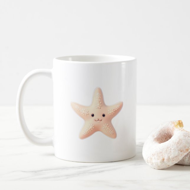 Taza De Café Estrella de mar rosa linda (Con donut)