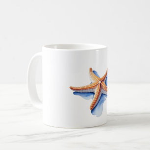 Taza De Café Estrella de mar y silueta azul