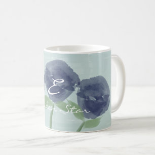 Taza De Café Estrella del jardín de los Rosas azules de bonito 