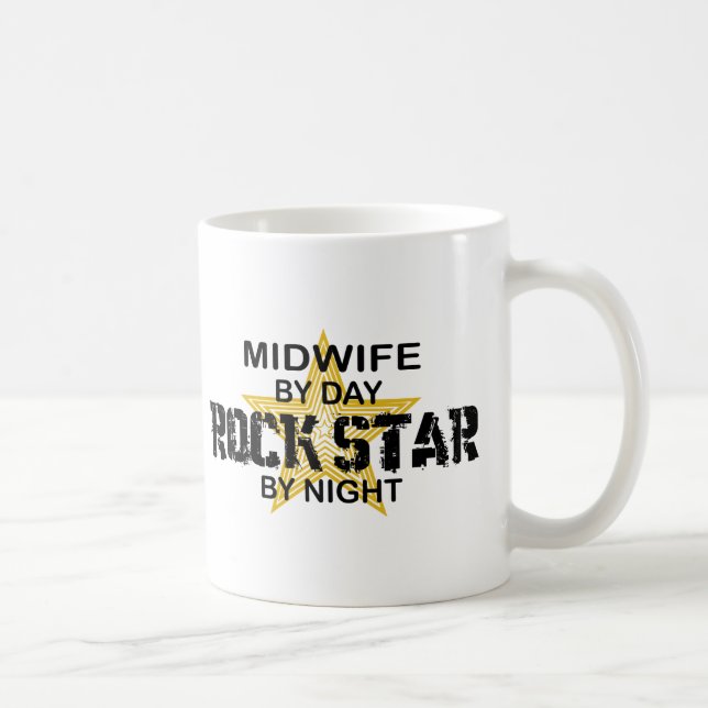 Taza De Café Estrella del rock de la partera por noche (Derecha)
