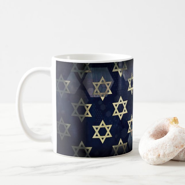 Taza De Café Estrella múltiple Happy Hanukkah de SlipperyJoe de (Con donut)